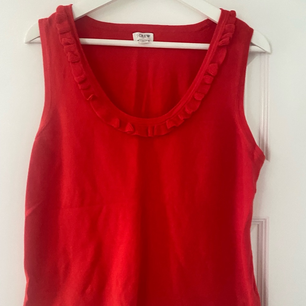 J. Crew Red Ruffle Tank